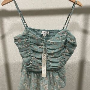 She + Sky Floral Ruched Camisole in Teal